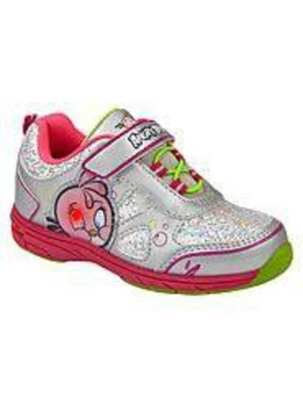 Angry Birds Light Up Sneaker 11 Toddler Girls Silver Pink Rovio Running Shoes